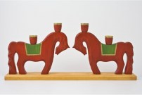 Doppelpferd, Rot mit grünen Sattel, 46cm lang, 20cm hoch_99-00